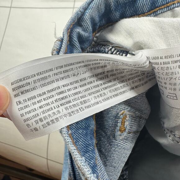 Abercrombie & Fitch Shorts Womens 25 Blue High Rise Mom Denim Distressed Raw Hem - Picture 5 of 10